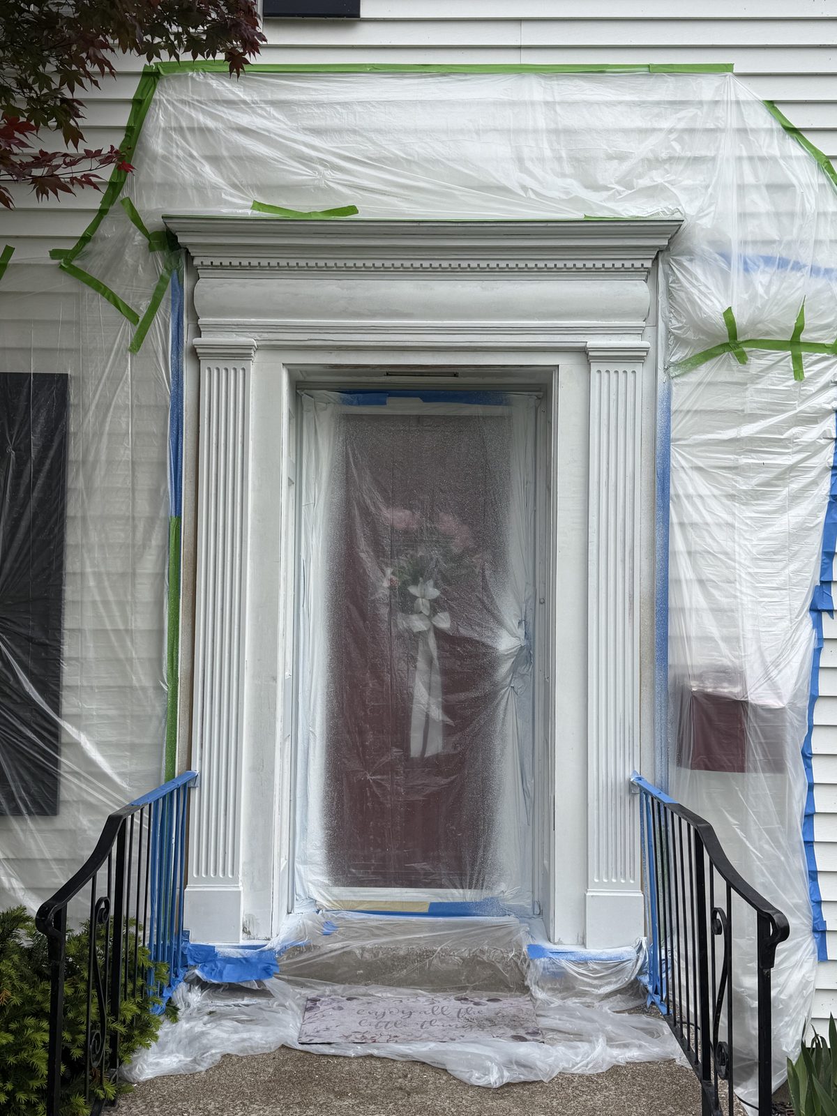 Masked, primed, and prepped for finish.